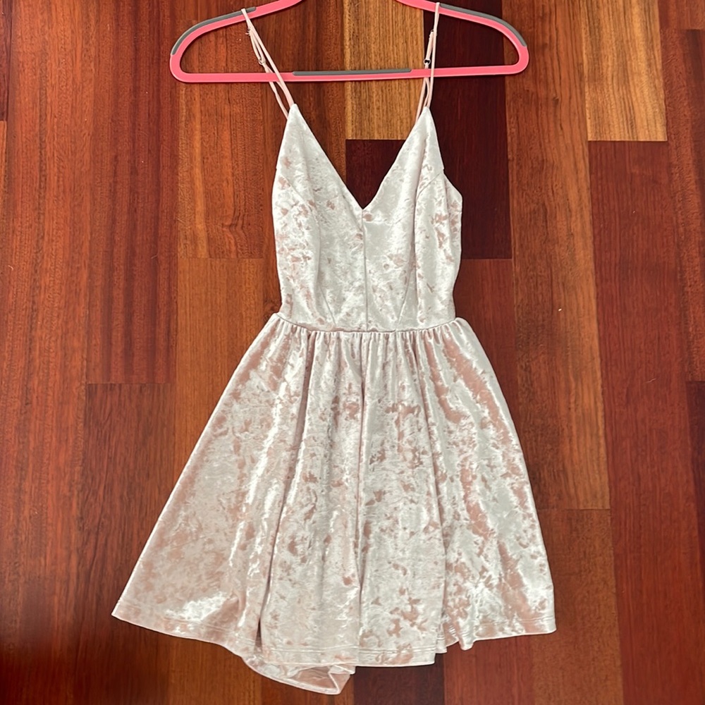 Free People Light Pink/Tan Velvet Romper Size Small